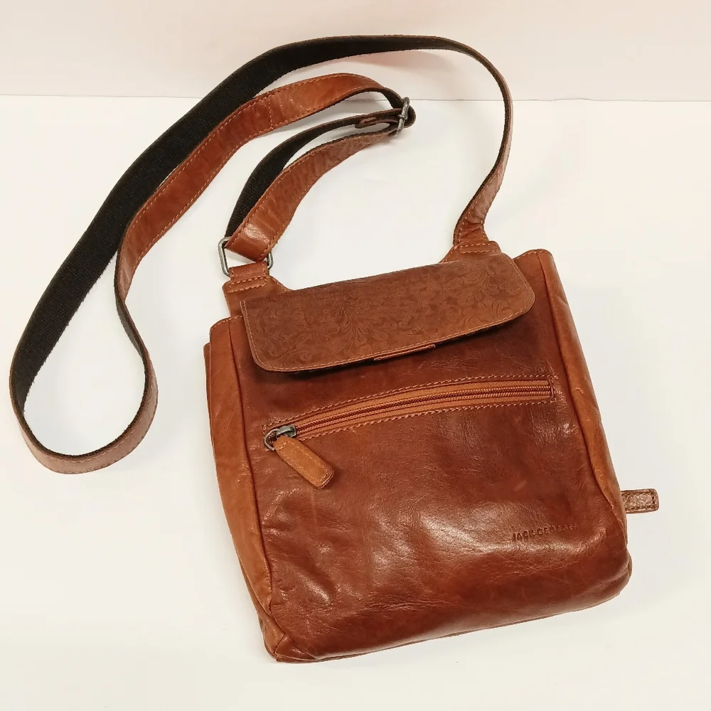 Jack Georges Voyager Genuine Leather Crossbody Honey